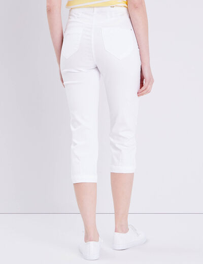Pantacourt droit taille haute blanc femme