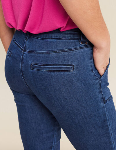 Jean ajusté cargo denim stone femme