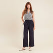 Pantalon large 7/8ème bleu foncé femme