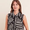 Chemise sans manches col chemise noir femme