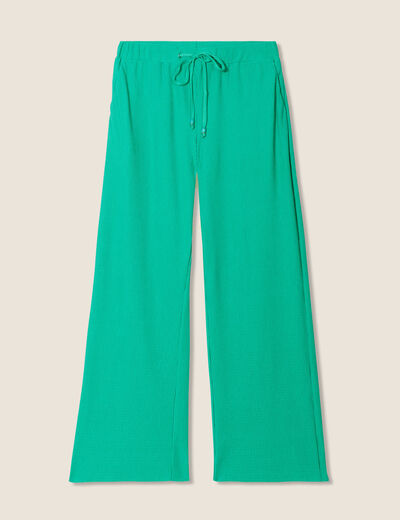 Pantalon flou taille basse vert turquoise femme