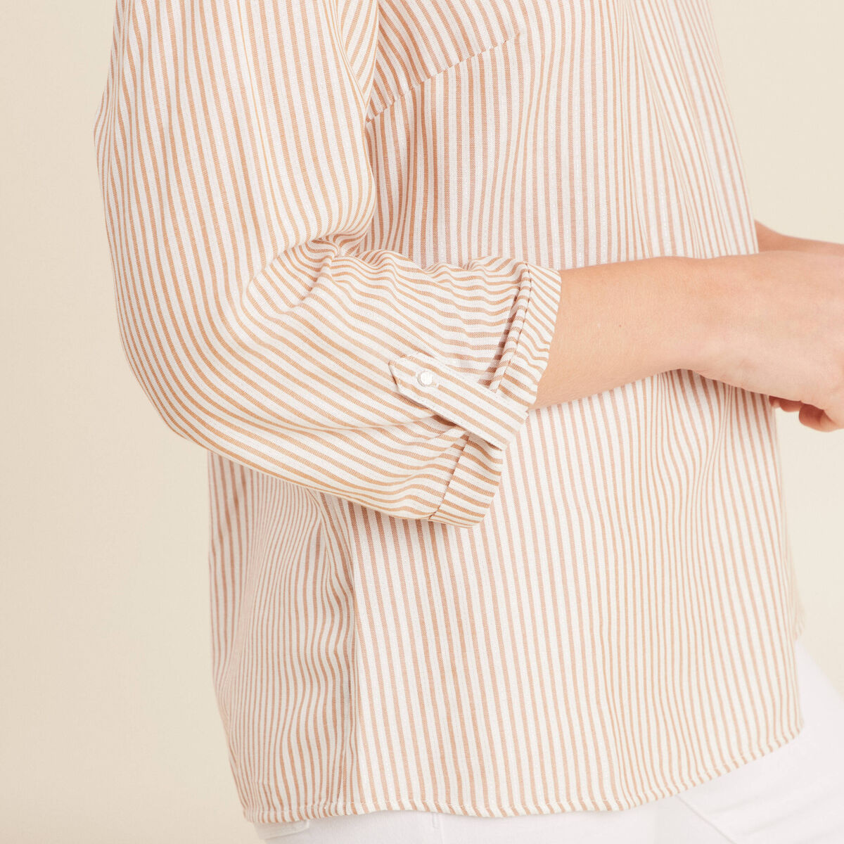 blouse fluide manches 3/4 marron femme