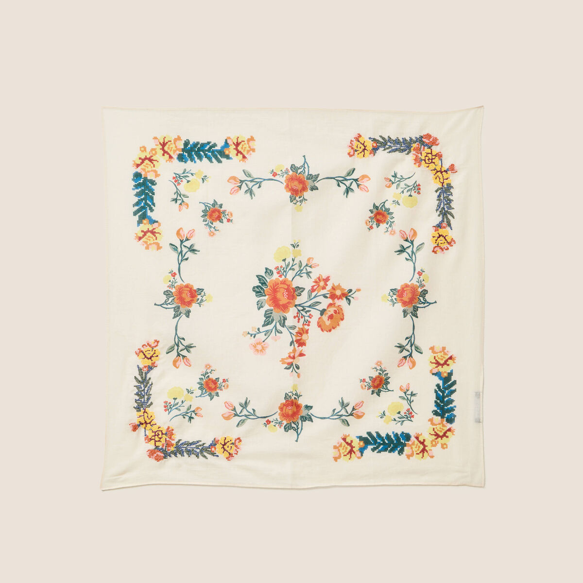 Foulard avec broderie multicolore femme