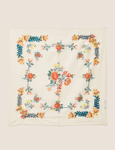 Foulard avec broderie multicolore femme