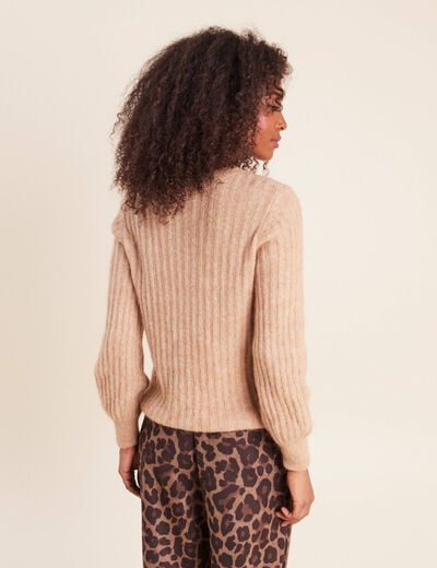 Pull col rond sable femme