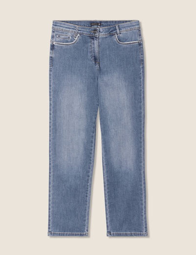 Jean coupe droite 7/8&egrave;me denim stone femme
