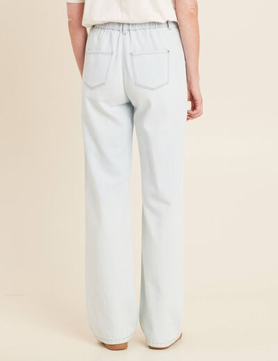Jean large taille haute denim bleach femme