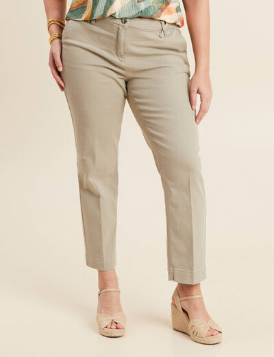 Jean droit 7/8ème vert clair femme