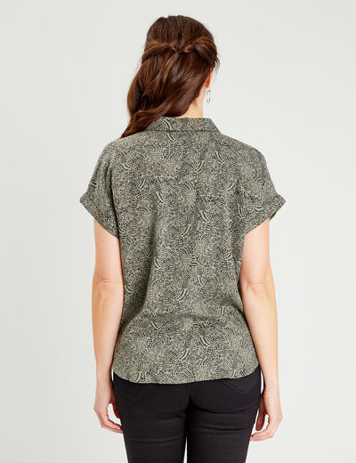Chemise manches courtes vert kaki femme