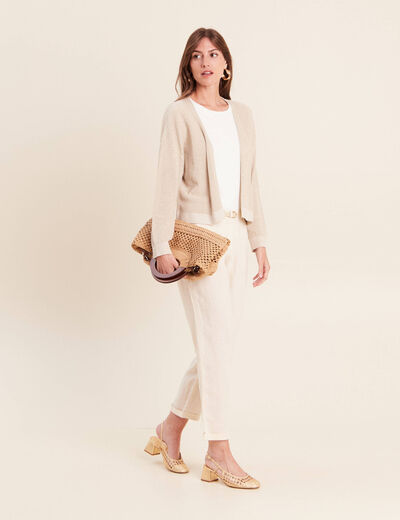Gilet manches longues brillant couleur or femme