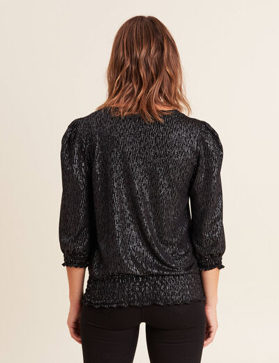 T-shirt manches 3/4 noir femme