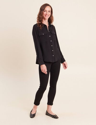 Jean coupe ajust&eacute;e 7/8&egrave;me noir femme