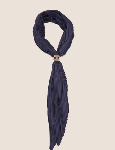 Foulard satin&eacute; bleu marine femme