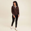 T-shirt manches longues marron foncé femme