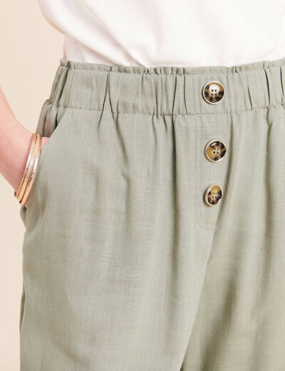 Pantalon large taille haute vert clair femme