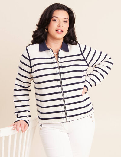 Gilet r&eacute;versible manches longues bleu femme