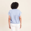 Blouse ample cropped col am&eacute;ricain bleu gris femme