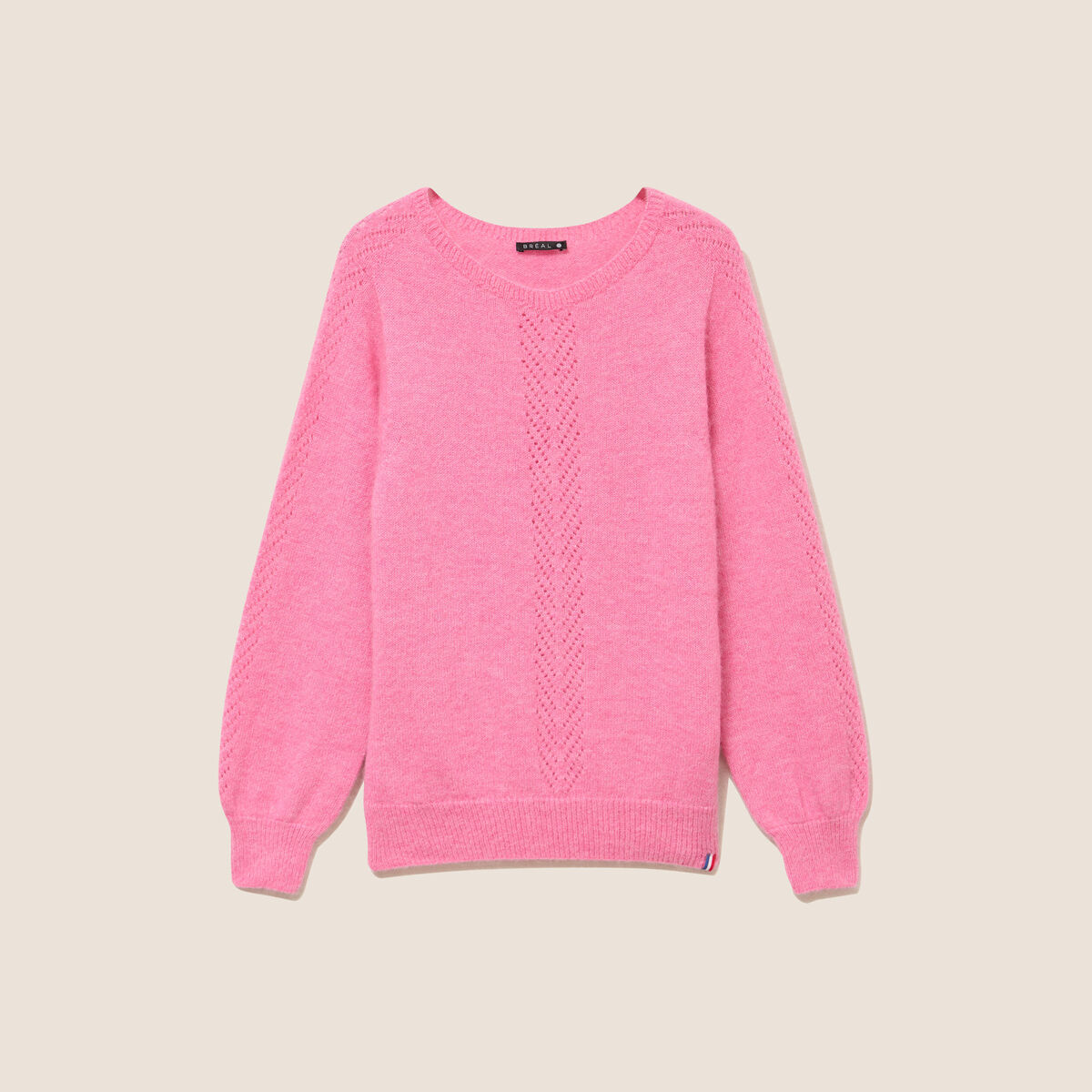 Pull confectionn&eacute; en France rose fushia femme