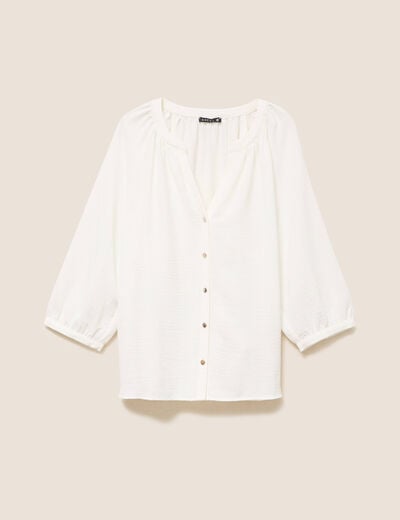 Chemise manches 3/4 ecru femme