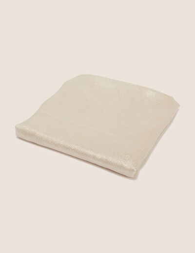 Foulard brillant à franges ecru femme