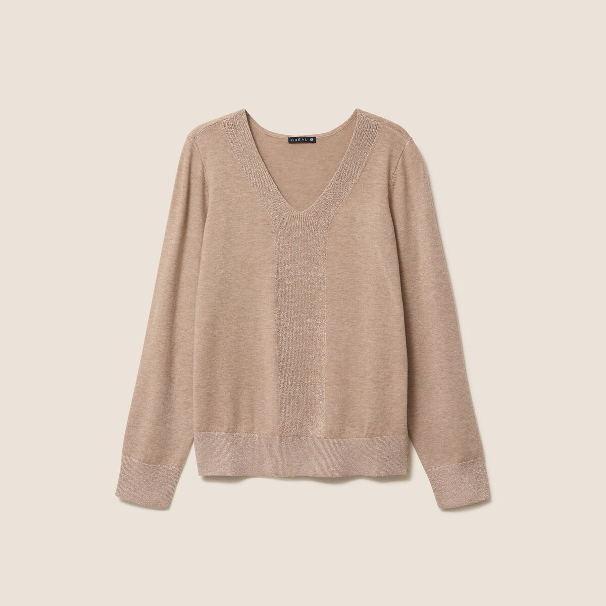 Pull manches longues beige femme