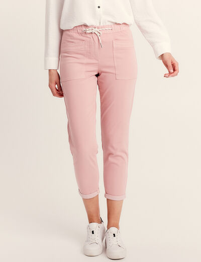 Pantalon coupe mom 7/8&egrave;me rose pastel femme