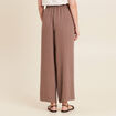 Pantalon large taille haute taupe femme