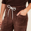 Pantalon coupe mom en velours marron femme