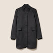 Manteau col montant doubl&eacute; gris fonc&eacute; femme