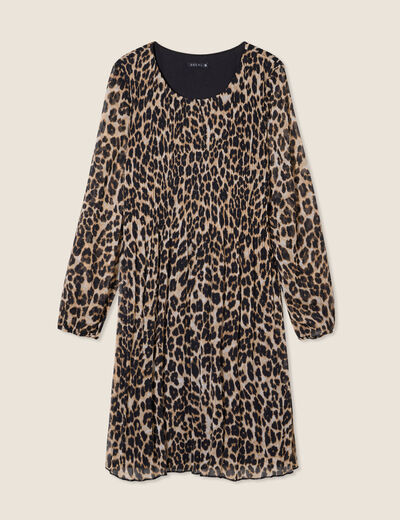 Robe évasée plissée creme femme