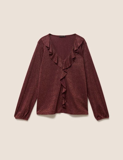 Blouse manches longues orange fonc&eacute; femme