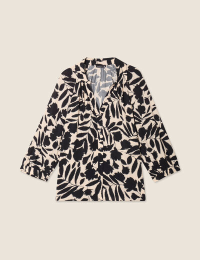 Chemise manches 3/4 noir femme