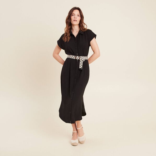 robe chemise droite ceinturee noir femme Robe chemise droite ceinturée noir femme