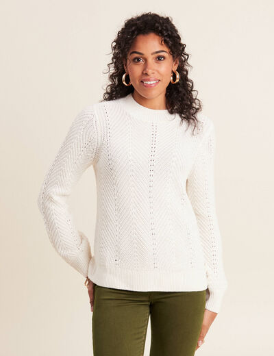 Pull manches longues ecru femme