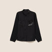 Chemise fluide &agrave; sequins manches longues noir femme
