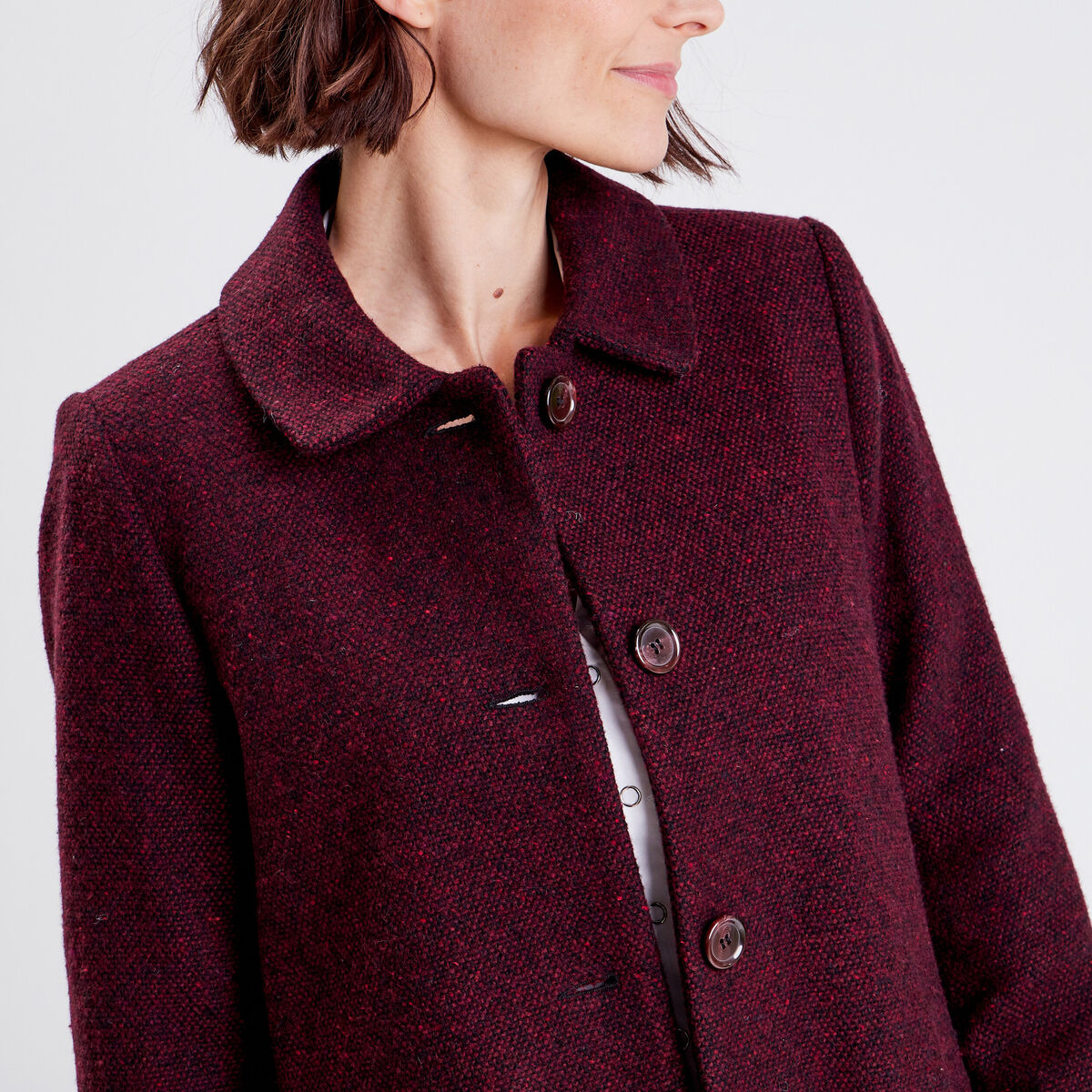 Manteau &eacute;vas&eacute; boutonn&eacute; noir femme