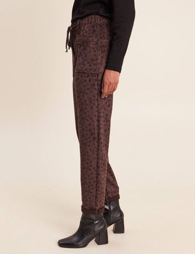 Pantalon coupe mom 7/8&egrave;me marron fonc&eacute; femme