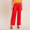Pantalon large ceintur&eacute; orange femme