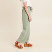 Pantalon flou droit 7/8ème vert clair femme
