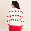 Pull col rond manches longues rouge femme