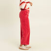 Pantalon large velours c&ocirc;tel&eacute; rouge femme