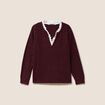 Pull bi-mati&egrave;re col tunisien bordeaux femme