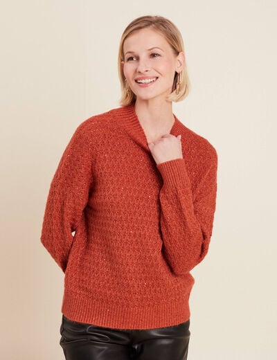 Pull manches longues sequins vieux rose femme