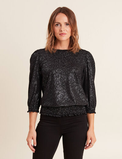 T-shirt manches 3/4 noir femme
