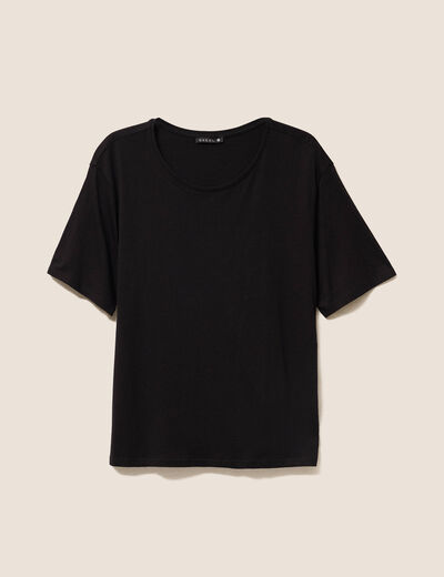 T-shirt col rond manches courtes noir femme