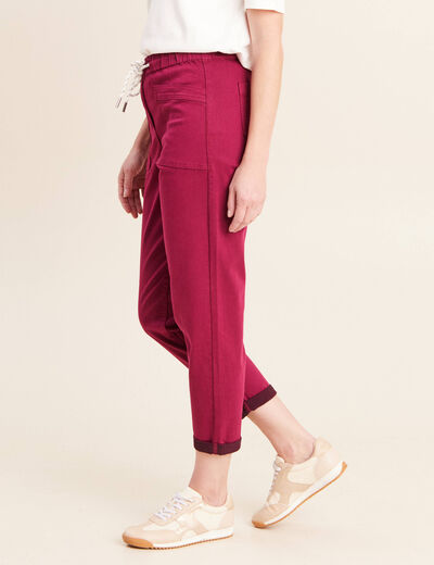 Pantalon coupe mom 7/8&egrave;me rouge fonc&eacute; femme