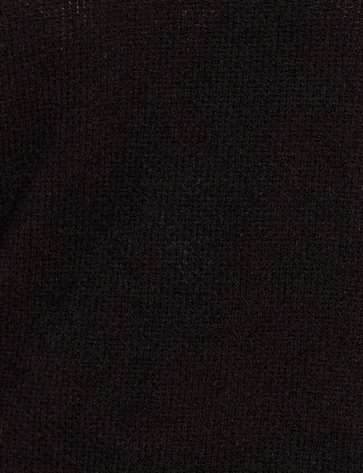 T-shirt col chemise manches 3/4 noir femme