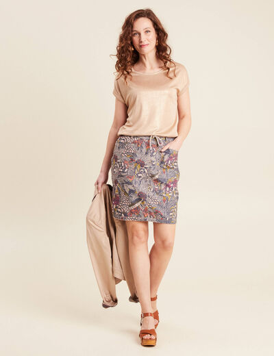 Jupe droite réversible 2 poches taupe femme