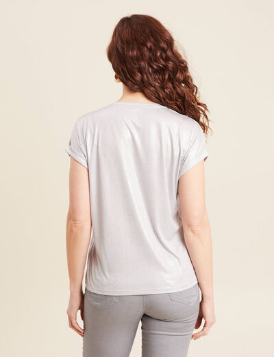 T-shirt manches courtes gris argent femme
