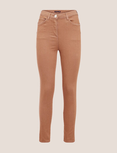 Pantalon léger taille haute 7/8ème marron femme